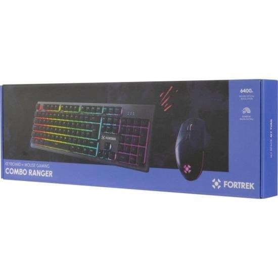 Kit Teclado e Mouse Gamer Fortrek Ranger Rainbow RGB Grafite