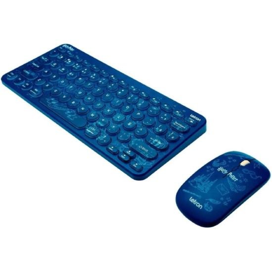 Kit Teclado e Mouse Sem Fio Letron Harry Potter Azul