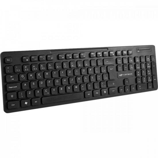 Kit Teclado e Mouse C3Tech K-W20BK Sem Fio Preto