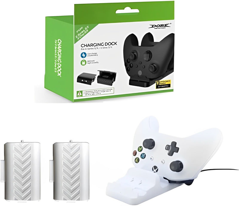 Kit Base Carregador Dock Duplo para Controle Manete Joystick Xbox One Series S/X + 2 Baterias 800mAh