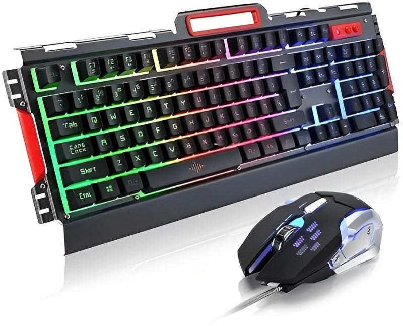 Kit Gamer Exbom Bk-g3000, com Mouse LED, 3200DPI, 5 Botões, Plug and Play, + Teclado Semi Mecânico, LED RGB, ABNT2 e US, USB, Prata