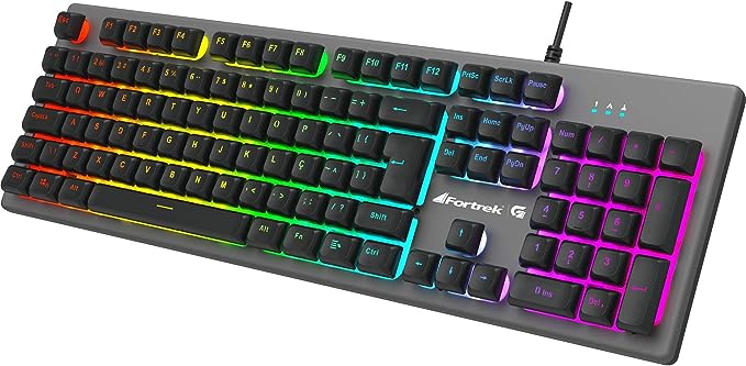 Kit Gamer Fortrek Ranger Grafite - Teclado, LED Rainbow, ABNT2 + Mouse