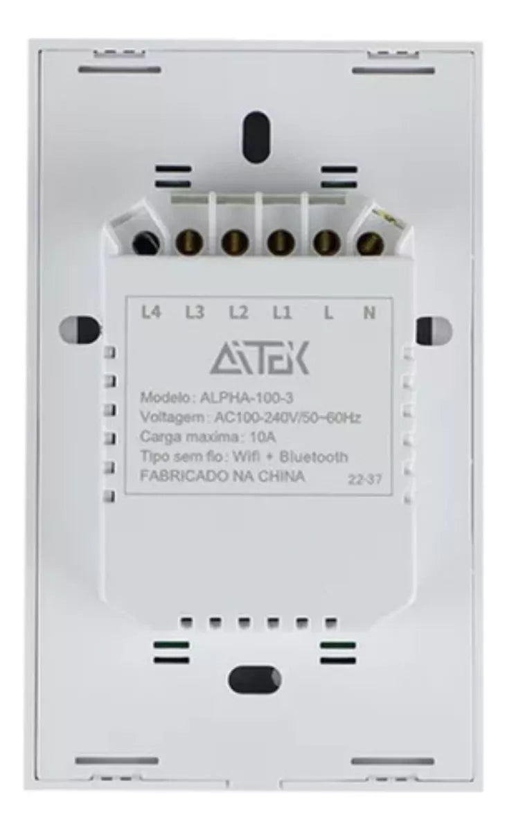 Interruptor Touch Wifi Inteligente 4 Botões Aitek Alexa Google