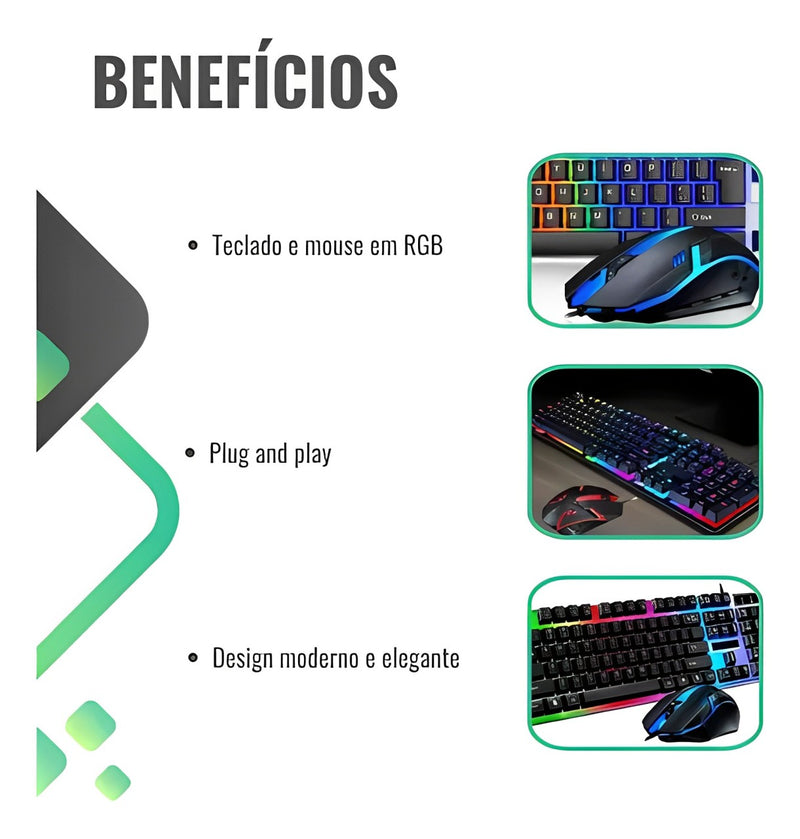 Kit Teclado E Mouse Gamer Usb Rgb Km99