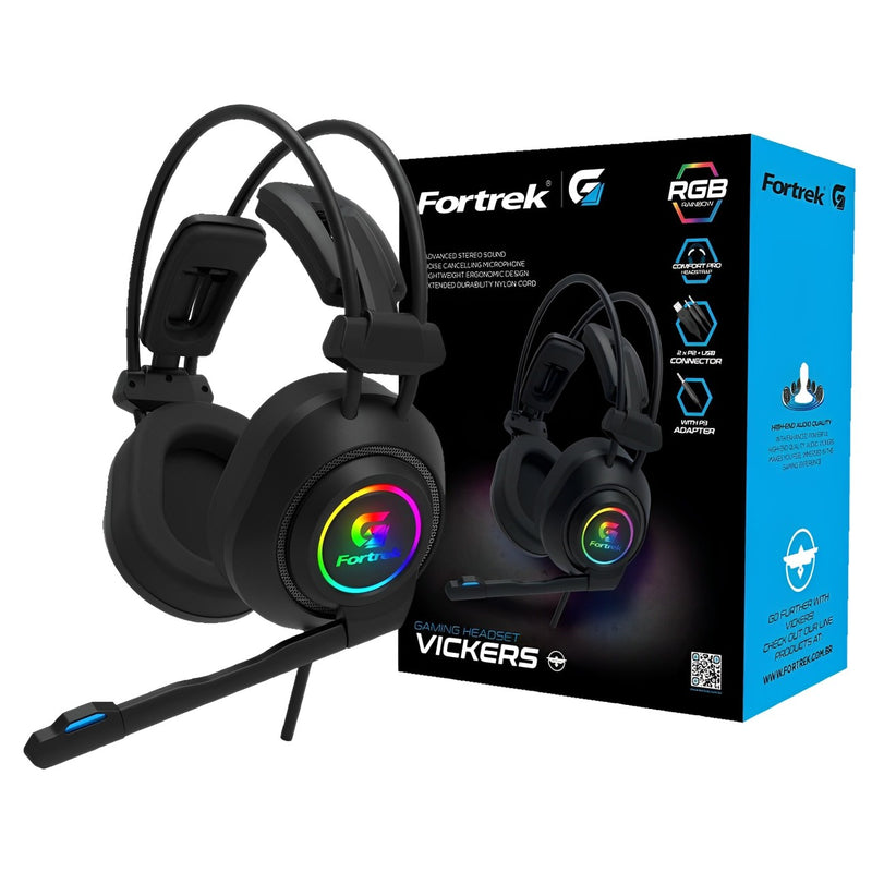 Headset Gamer RGB Vickers Preto Fortrek