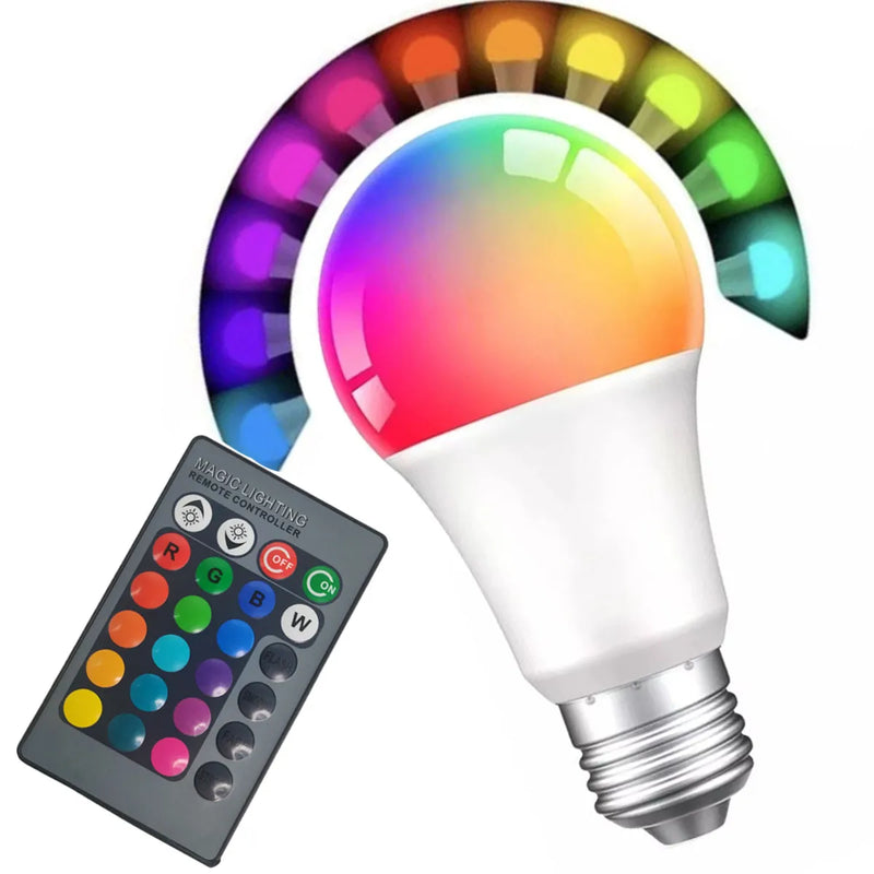Lampada Luatek Rgb C/ Controle Led E27 9w Bivolt Colorida