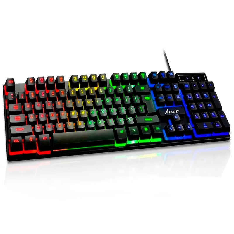 Teclado Gamer Semi Mecânico com Fio USB e Iluminação LED RGB - V3